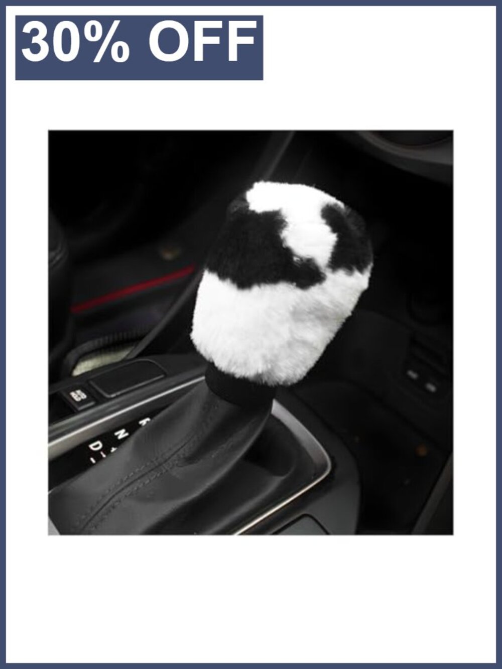 Plush Cow Print Gear Shift Cover Soft Fluffy Car Interior Accessory